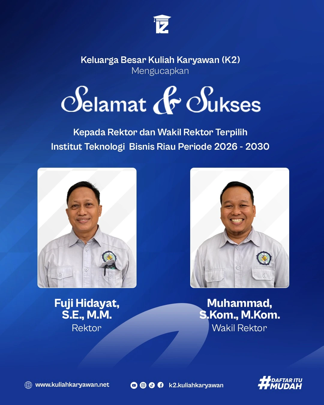 Pengumuman dan Pelantikan Rektor dan Wakil Rektor ITB RIAU Terpilih Periode 2026-2030
